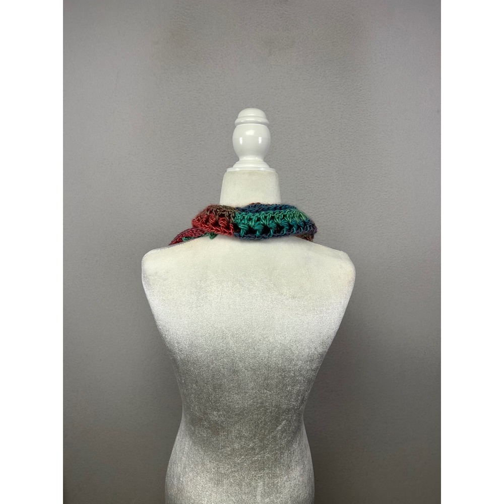 Boho Cottagecore Hippie Women OS Multi-Color‎ Crochet Triangle Infinity Scarf - Picture 5 of 6